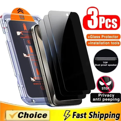 3Pcs Privacy Tempered Glass Dust free Installation Protector for IPhone 17 16 15 14 13 12 Pro Max 17Air Anti-Spy Screen Protecto