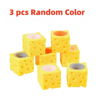 1/3 Pcs Stress-relieving Pet Cheese Mouse Squeezing Squirrel Cup Toys Decompression Fidget Antistress Sensory  Reliefing Gift
