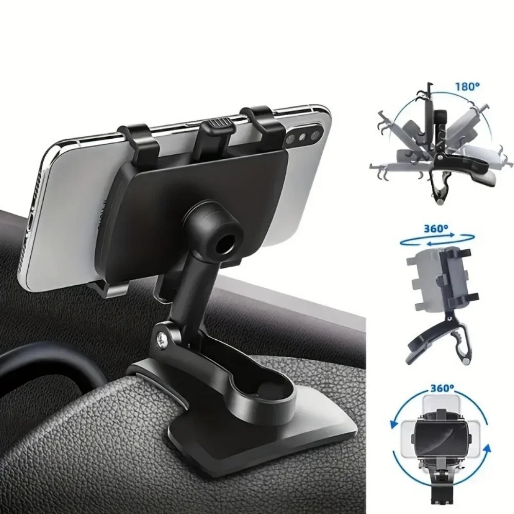 360° Rotatable Car Phone Holder Universal Dashboard Easy Clips Mount Stand Cellphone Holder for GPS Navigation Car Accessories