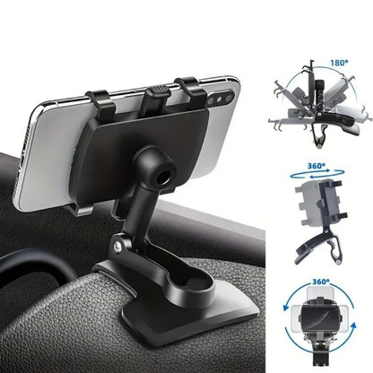 360° Rotatable Car Phone Holder Universal Dashboard Easy Clips Mount Stand Cellphone Holder for GPS Navigation Car Accessories
