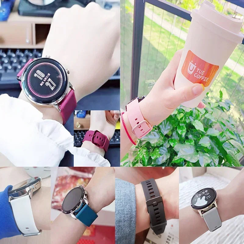 20mm 22mm Strap For Samsung galaxy watch 6/5/pro/3/4/6 Classic 43mm 47mm/Active 2 Silicone Sport bracelet huawei Gt 3-2-2e Band
