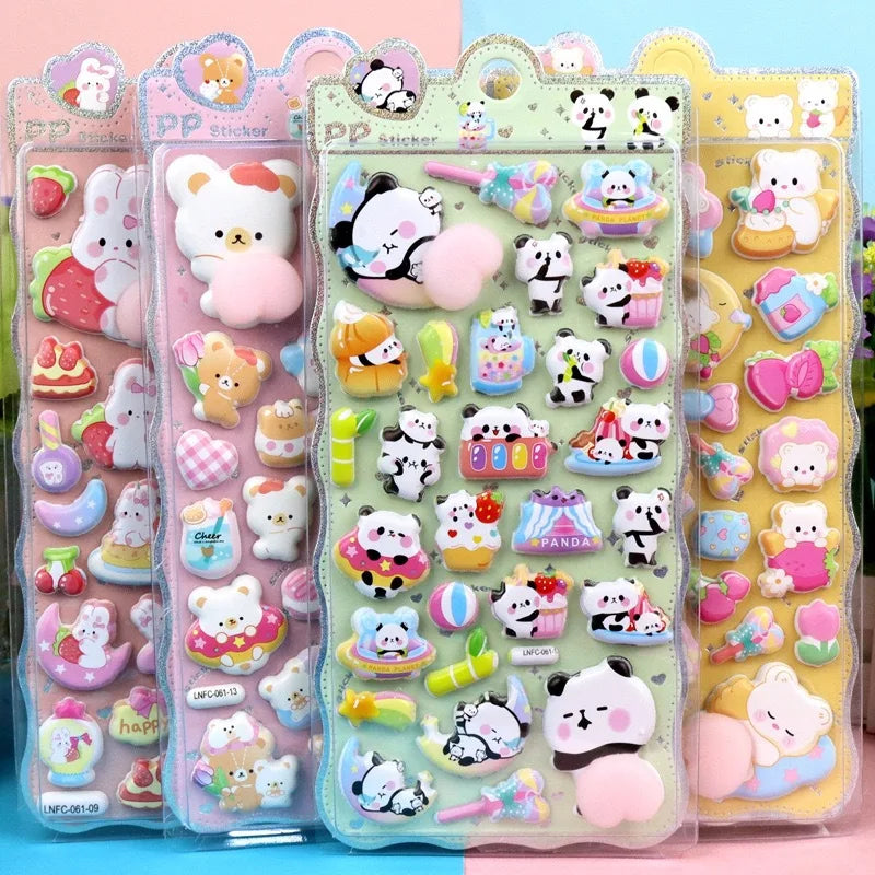 1 Sheet 3D Cute Animal Butt Stickers, Stress Relief Puffy Squishy Sticker for DIY Scrapbook Guitar Phone Case Laptop Decal
