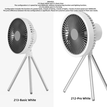 HOMEFISH Portable Rechargeable Camping Fan 4000mAh 10000mAh Wireless Ceiling Desktop Fan with Power Bank LED Light