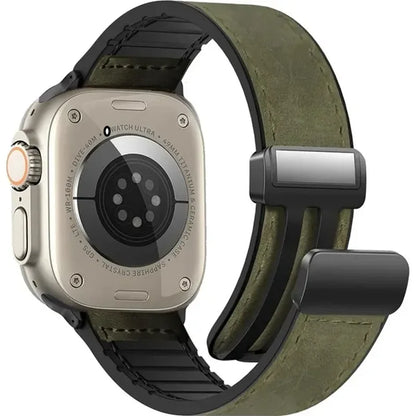 Leather Strap For Apple Watch Band 49mm 44 45 42mm 40 46 38 41mm Magnetic Bracelet Correa Men IWatch Ultra Series 10 9 8 7 SE 6