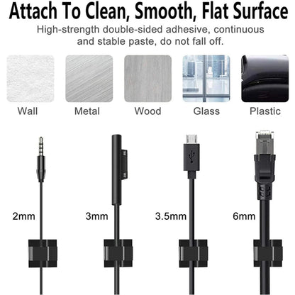 Cable Management Clips Organizer 20/40Pcs Drop Wire Holder Cord Self-Adhesive Cable Manager Fixed Clamp Wire Winder Clips Attach