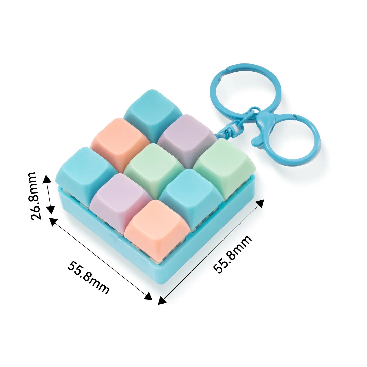Fidget Toy Nine-key Keyboard Keychain Button Fidget Gifts for Adults to Relieve Stress Can Be Assembled Freely Random Colors
