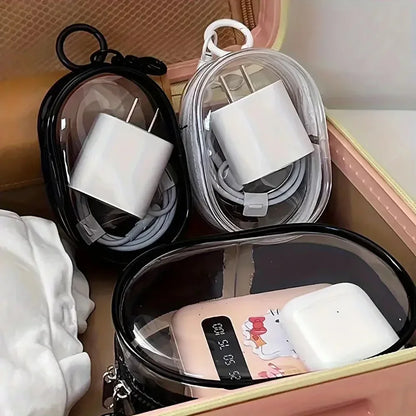 1/2Pcs Transparent Doll Storage Bag with Keychain Outdoor Display Organizer Box for Plush Dolls Earphone Case Accessories
