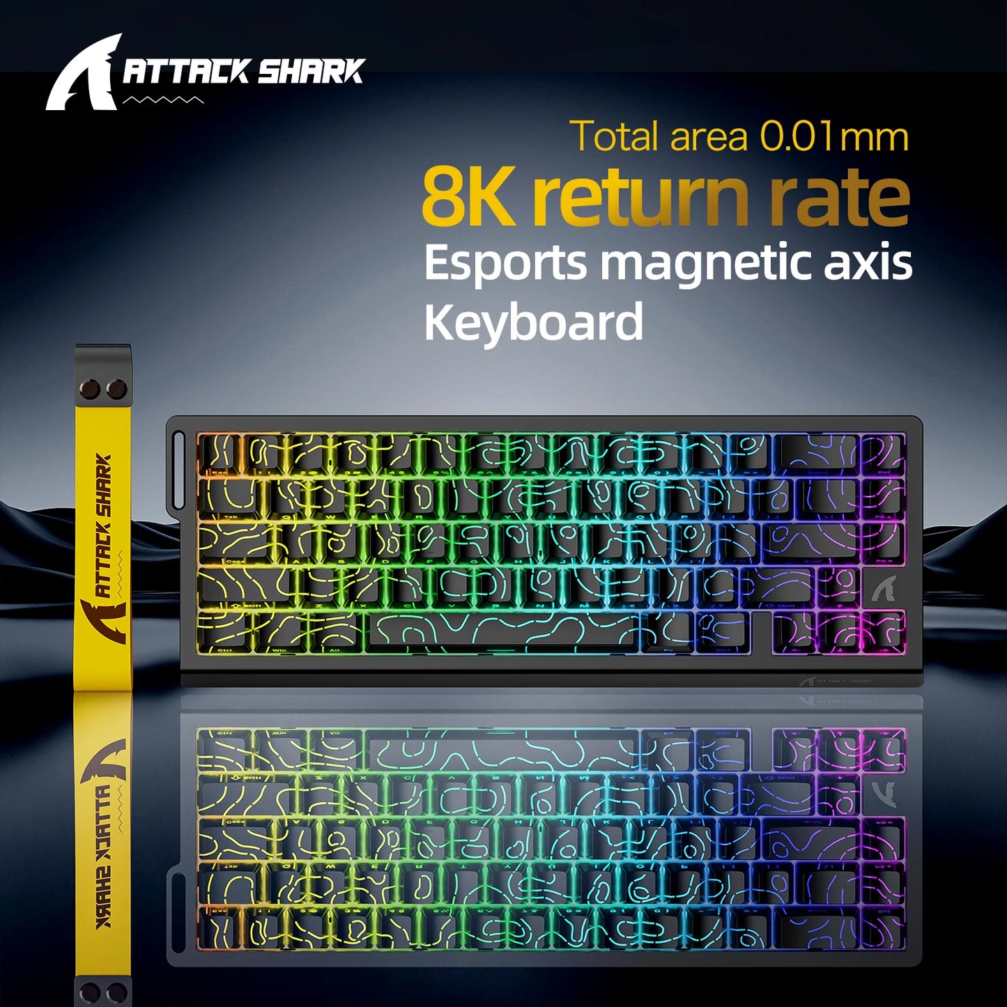 Attack Shark X68HE RGB Mechanical Keyboard,Supports Web Driver,0.01mm Rapid Trigg,8000 Hz Rate of Return,0.125ms,Wired Design