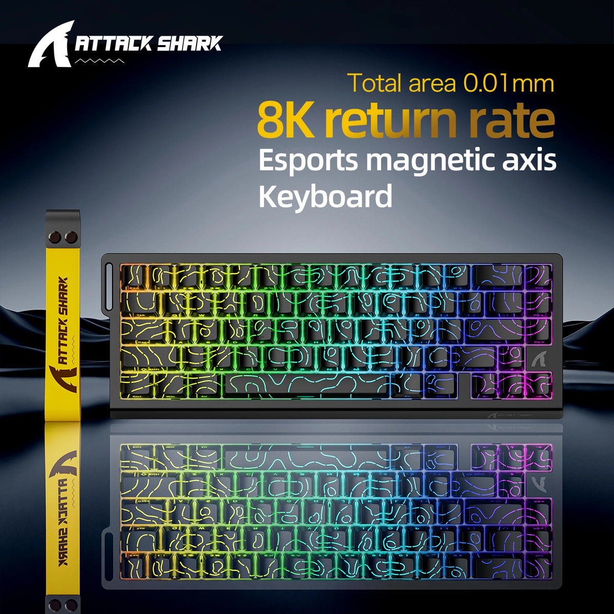 Attack Shark X68HE RGB Mechanical Keyboard,Supports Web Driver,0.01mm Rapid Trigg,8000 Hz Rate of Return,0.125ms,Wired Design