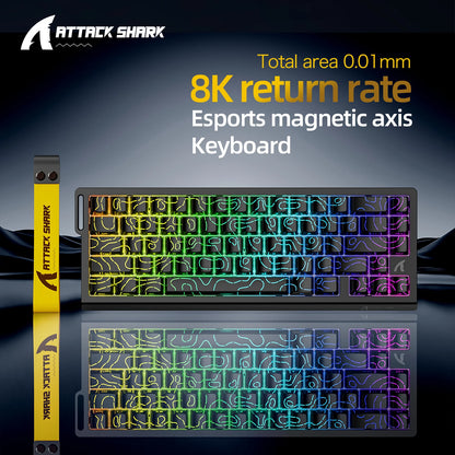 Attack Shark X68HE RGB Mechanical Keyboard,Supports Web Driver,0.01mm Rapid Trigg,8000 Hz Rate of Return,0.125ms,Wired Design
