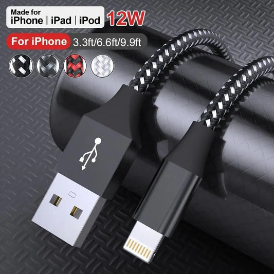 LAIHONEN Nylon Braided Lightning Cable, 3.3/6.6/10FT, 4 Colors Optional, Fast Charging Data Cord for iPhone 14 13 12 11 XS XR X