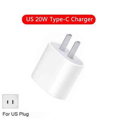 20W USB C PD Charger Quick Charge 3.0 USB Type C Phone Chargers Cable Fast Charging Adapter For iPhone 16 15 14 13 12 11 Pro Max