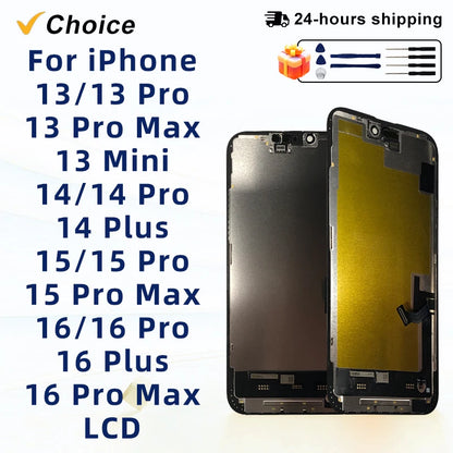 OLED 16 LCD For iPhone X XS XR 11 12 13 PRO Screen For iPhone 14 Plus 15 pro Touch Screen For INCELL 16 Pro max Display 12 Mini
