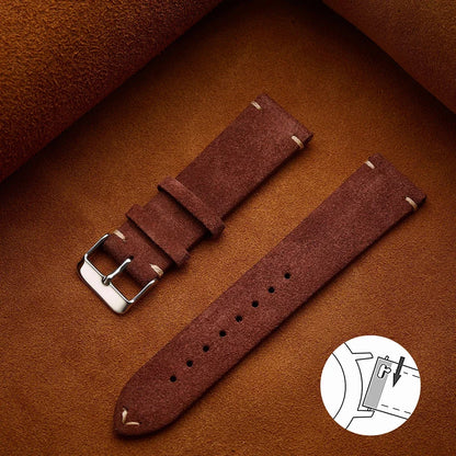 Wristband 20mm 22mm 4mm 16mm 18mm Quick Release Soft Suede Strap Brown Watch Bands Calfskin Bracelet Women&Men Accessories