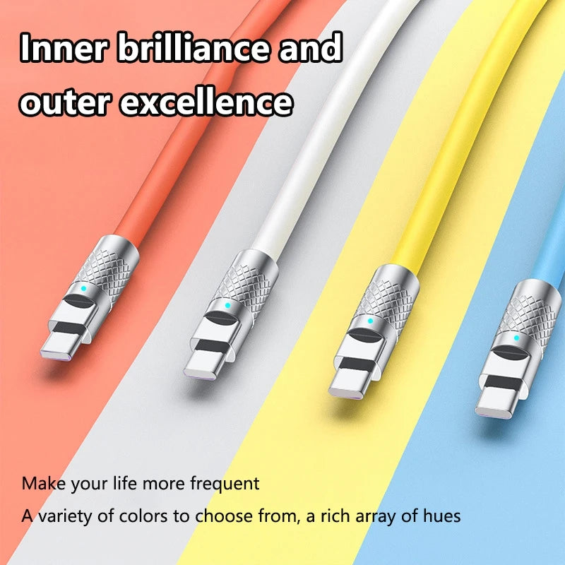 New 120w 6A Super Fast Charge PD Type C Liquid Silicone Cable Quick Charge 1M 1.5M 2M Usb Cable Usb C to C Charger Cable