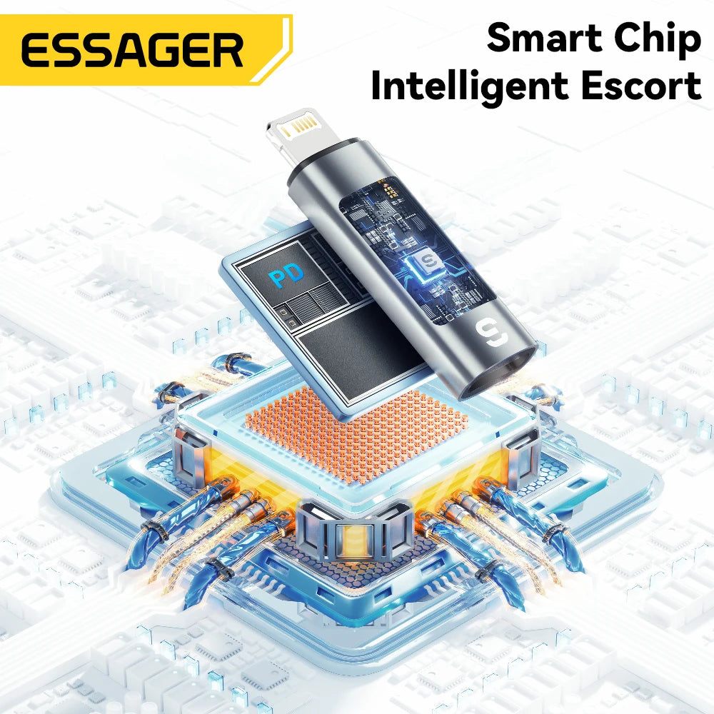 Essager Type C to Lighting OTG Adapter Digital Display PD 60W Fast Charging Lightning To Type C Connector For iPhone 17 16 15 14