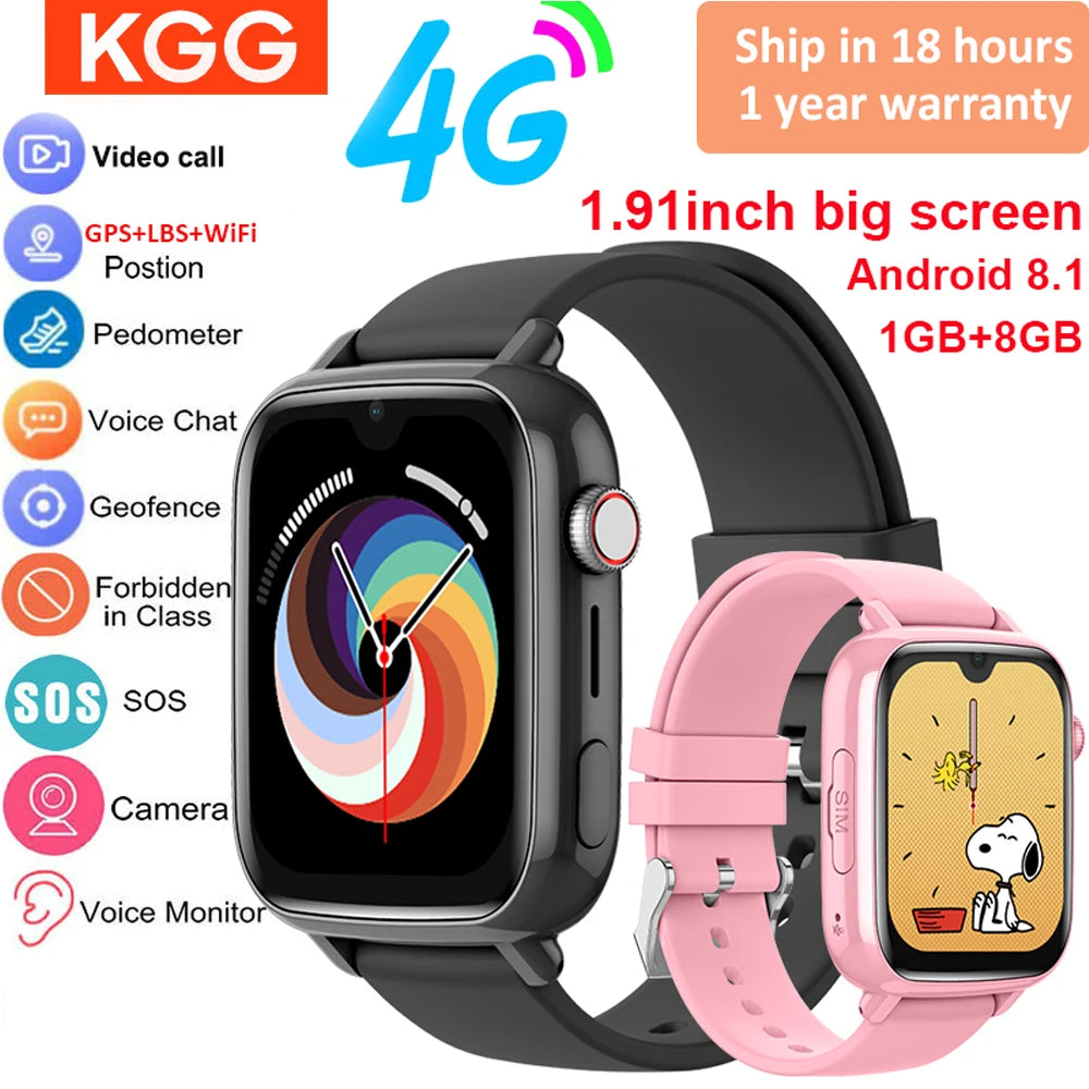 4G Smart Watch Kids GPS WIFI Video Call SOS APP Download Child Smartwatch Camera Monitor Tracker Location Phone Watch