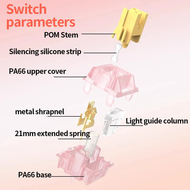 Outemu Silent Peach V3 Switch Lubed Silent Lemon V3 Switches Mechanical Keyboard Linear Tactile 5Pin Paragraph Axis Hot swap