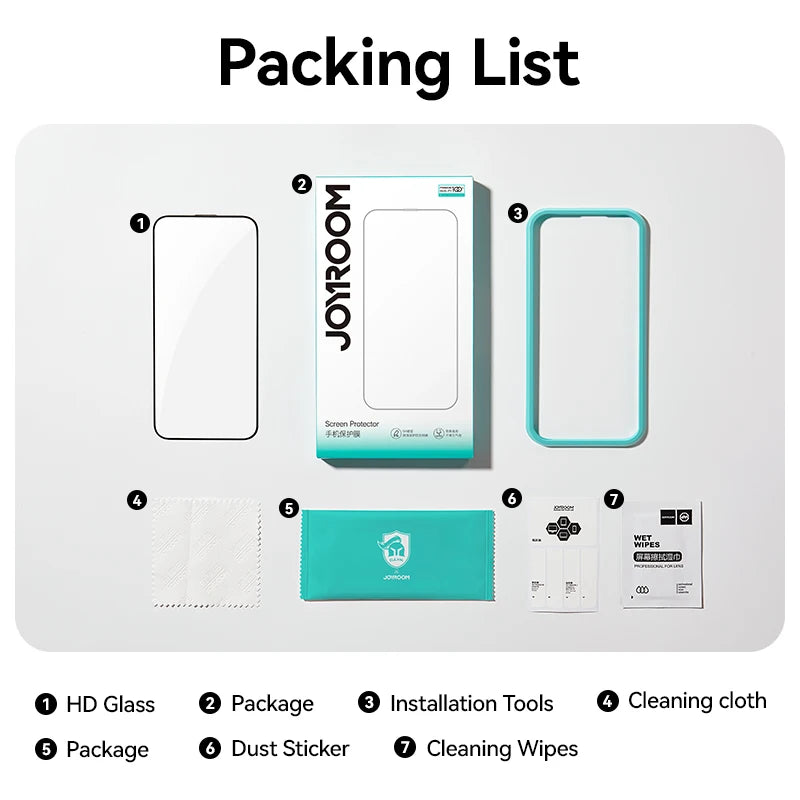 Joyroom 3/2/1PCS HD Glass For iPhone 16 15 Pro Max Screen Protector Film Tempered Glass Protection For iPhone 16 15 14 13 12 Pro