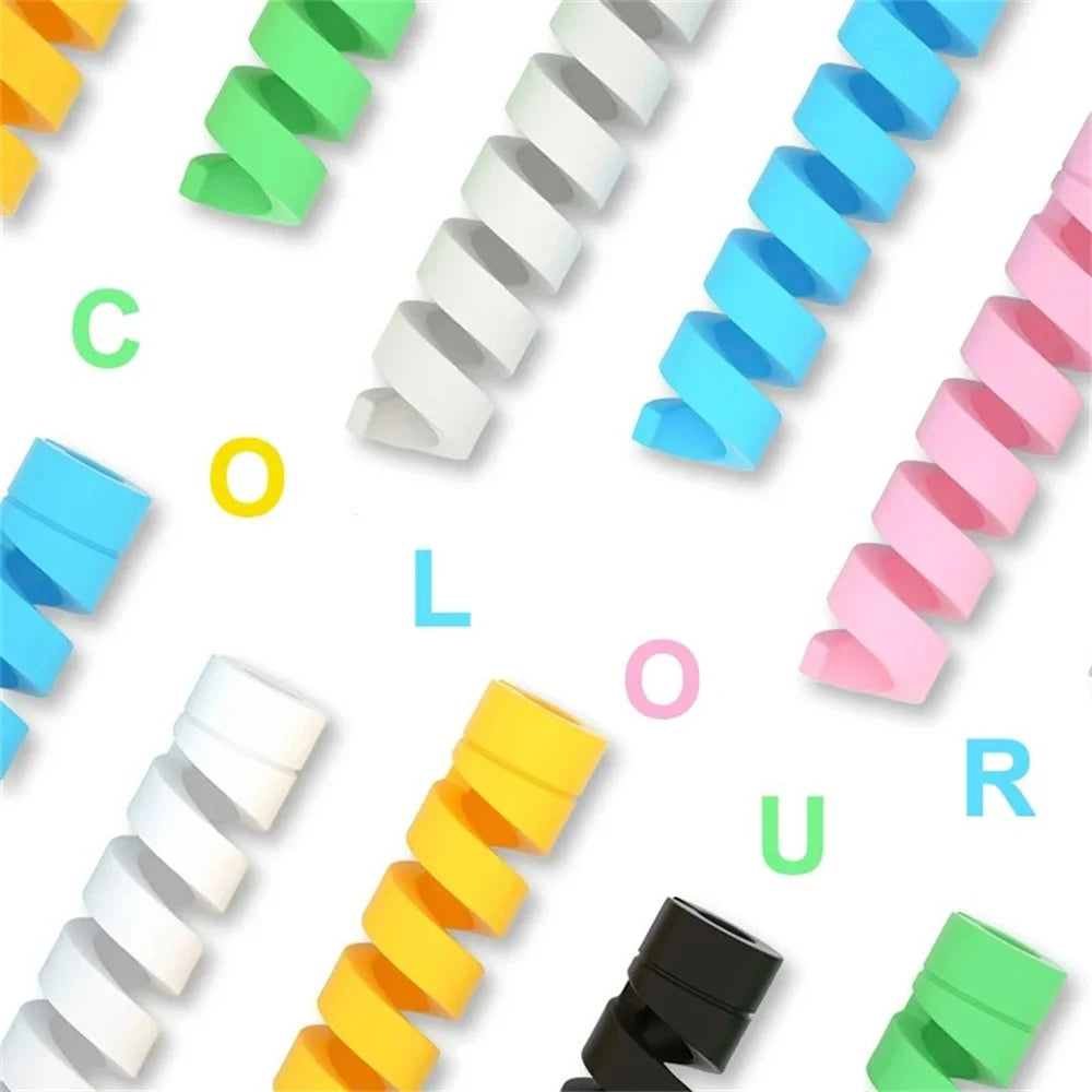 10PCS Soft Cable Protector Silicone Spiral Winder USB Charge Cable Protection For Android Phone Mouse Earphone Wire Protection