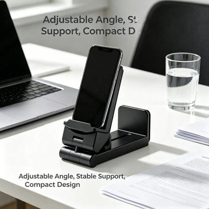Foldable Rotatable Phone Holder Stand, Portable Adjustable Cell Phone Mount for Airplane, Train, Desk, Travel - Hands-Free