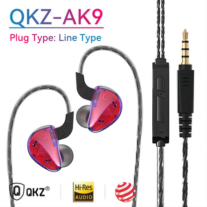 QKZ AK3 FiLe Wired Earphone with Microphone HiFi Music Monitor Bass Headphones Noise Cancelling Headset For Sport Gaming Earbuds