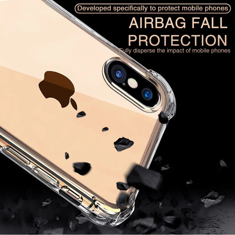 Luxury Clear Shockproof Phone Case For iPhone X Xr Xs Max Case 11 12 13 14 Pro Max 8 7 6s Plus SE 2020 Silicone Back Cover