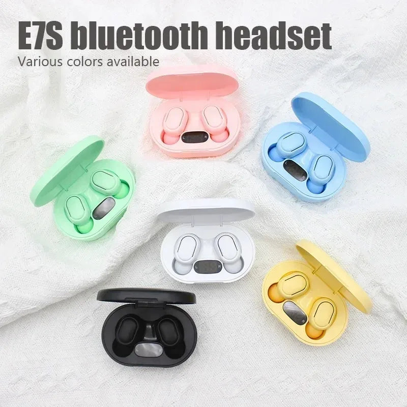 E7S TWS Wireless Headphone Bluetooth Earphone Control Sport Headset Waterproof Mic Music Earphones Work for Smartphone