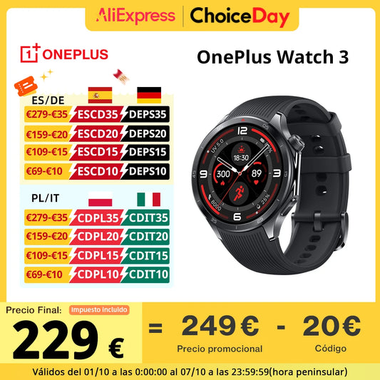 【Brand+】Global Version OnePlus Watch 3 Smart Watch 1.50inches LTPO  AMOLED Display Snapdragon W5 Processor Dual Frequency GPS