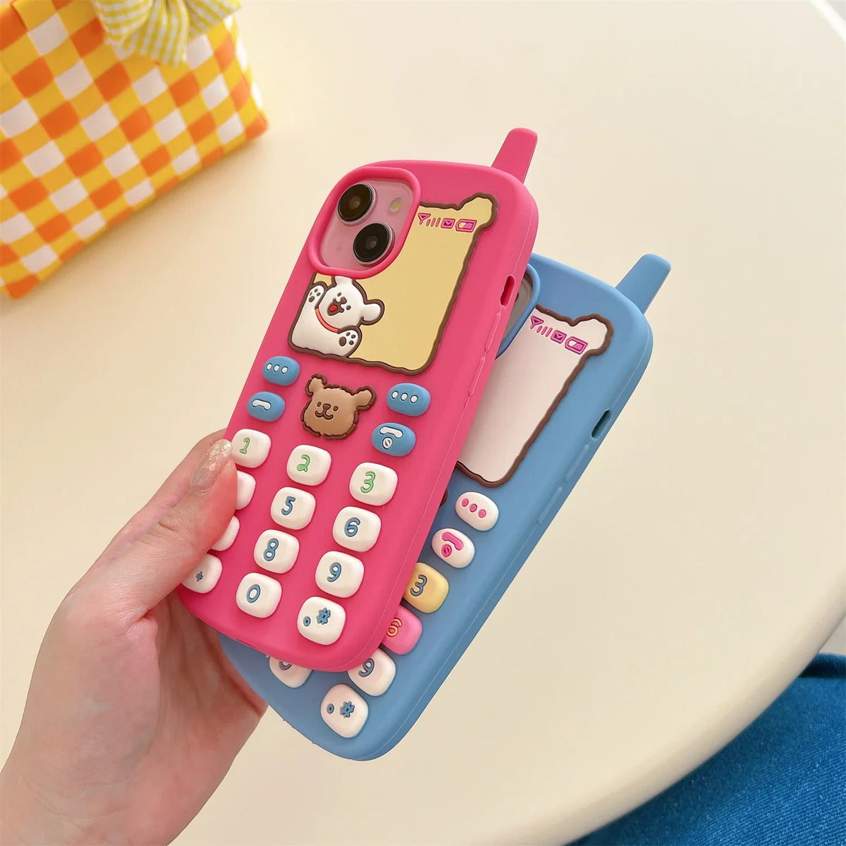 3D Cartoon Cute Bear Antenna Mobile Phone Case