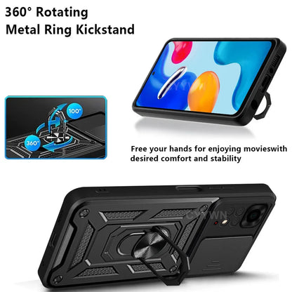 Slide Camera Lens Protector Armor Case For Xiaomi Redmi Note 13 12 11 Pro Plus 11s 12s Military Grade Bumpers Ring Cover