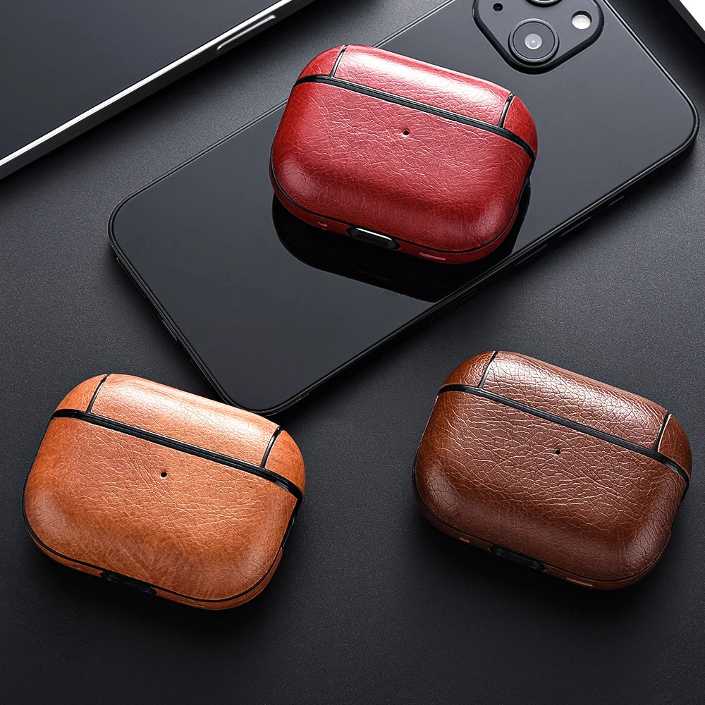For Airpods Pro 3 Case Leather Business Earphone Case Headset Shell Headphone Cover For AirPod 4 3 Pro 2nd Gen USB C
