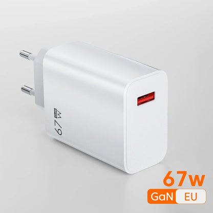USB Charger 67W Turbo Fast Charge EU US UK Plug Adapter For Poco X6 Pro X5 F5 Mi 14 13 12s Redmi K60 K50 Mobile Phone Chargers