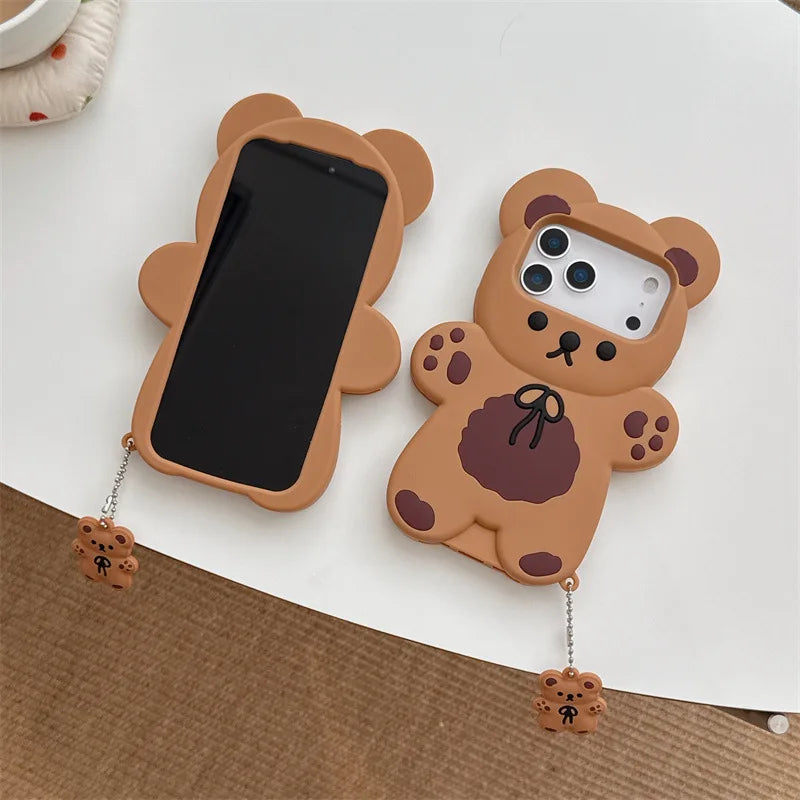 3D Cartoon Bear Soft Silicone Phone Case For iPhone