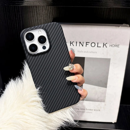 Luxury Carbon Fiber Business Plastic Phone Case For iPhone 17 16 15 14 13 12 Pro Max 11 Ultra-Thin Cool Armor Shockproof Cover
