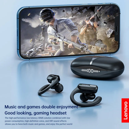 Original Lenovo XT80 Earhooks Sports Bluetooth Wireless Headsets with Mic,LED Power Display,ENC,Hifi Stereo Sound Gaming Headset