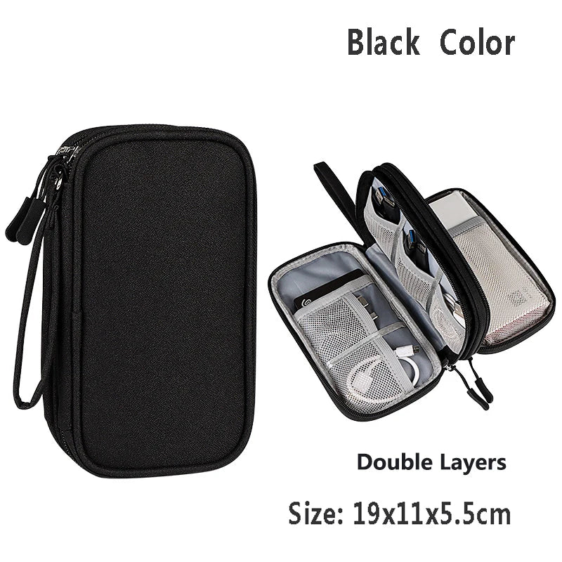 Data Cable Storage Bag Waterproof Travel Organizer Bag Portable Carry Case Layers Storage Bag for Cable Cord USB Charger