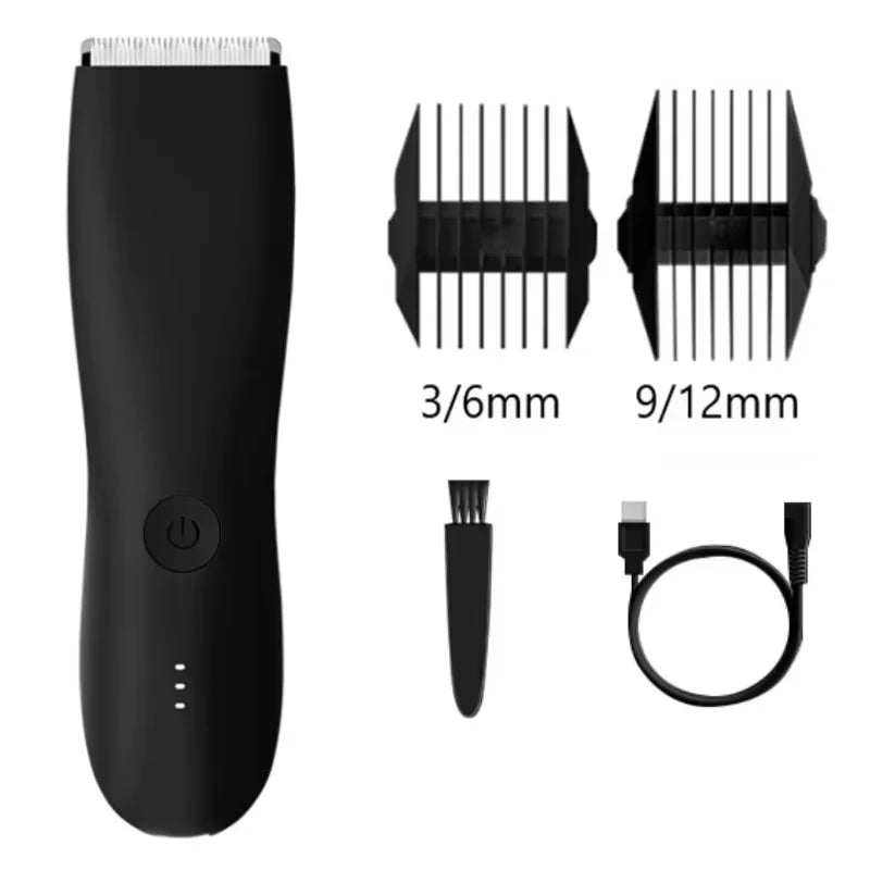 [IPX6] Men's Groin/Body Trimmer w/ SkinSafe - Foil Blades & Precision, Rechargeable Ball Shaver for Sensitive Skin
