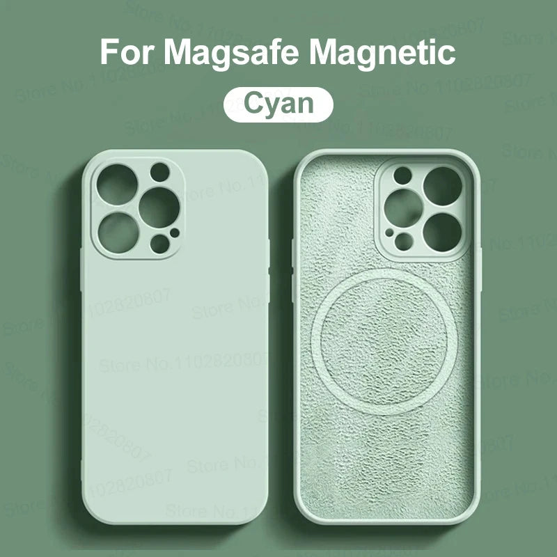 Original Liquid Silicone Magnetic Case For iPhone 11 13 12 14 15 Pro Max Plus For Magsafe Case Wireless Charge Cover Accessories