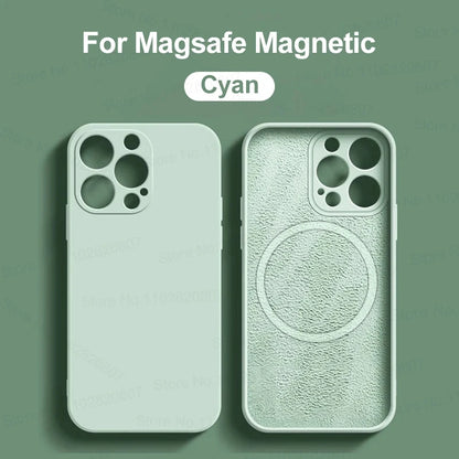 Original Liquid Silicone Magnetic Case For iPhone 11 13 12 14 15 Pro Max Plus For Magsafe Case Wireless Charge Cover Accessories