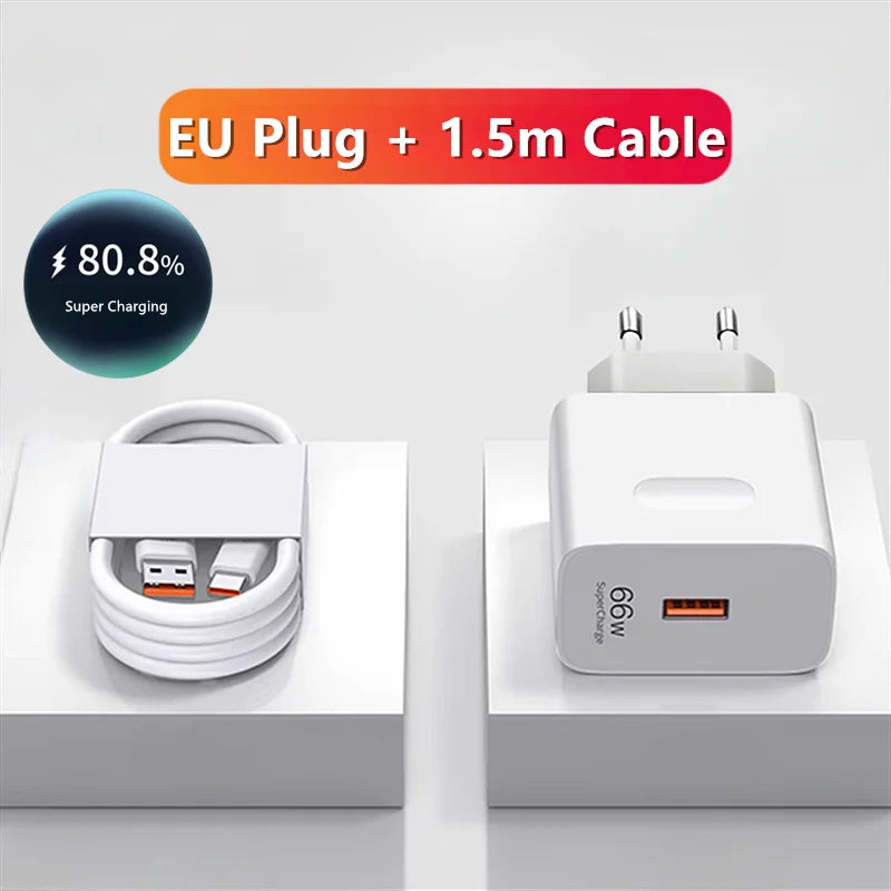 6A 66W Super Fast Charger Type C Cable for Huawei Mate 40 50 60 P50 P60 Nova 8 9 10 Honor 50 70 90 100 200 Lite X7 X8 X9 Magic 5