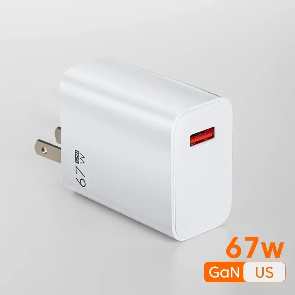USB Charger 67W Turbo Fast Charge EU US UK Plug Adapter For Poco X6 Pro X5 F5 Mi 14 13 12s Redmi K60 K50 Mobile Phone Chargers