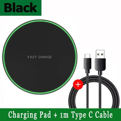 Wireless Charging Pad Fast Wireless Charger Compatible for iPhone 17 Pro 16 15 14 13 12 SE XS Max XR AirPods for Samsung Galaxy