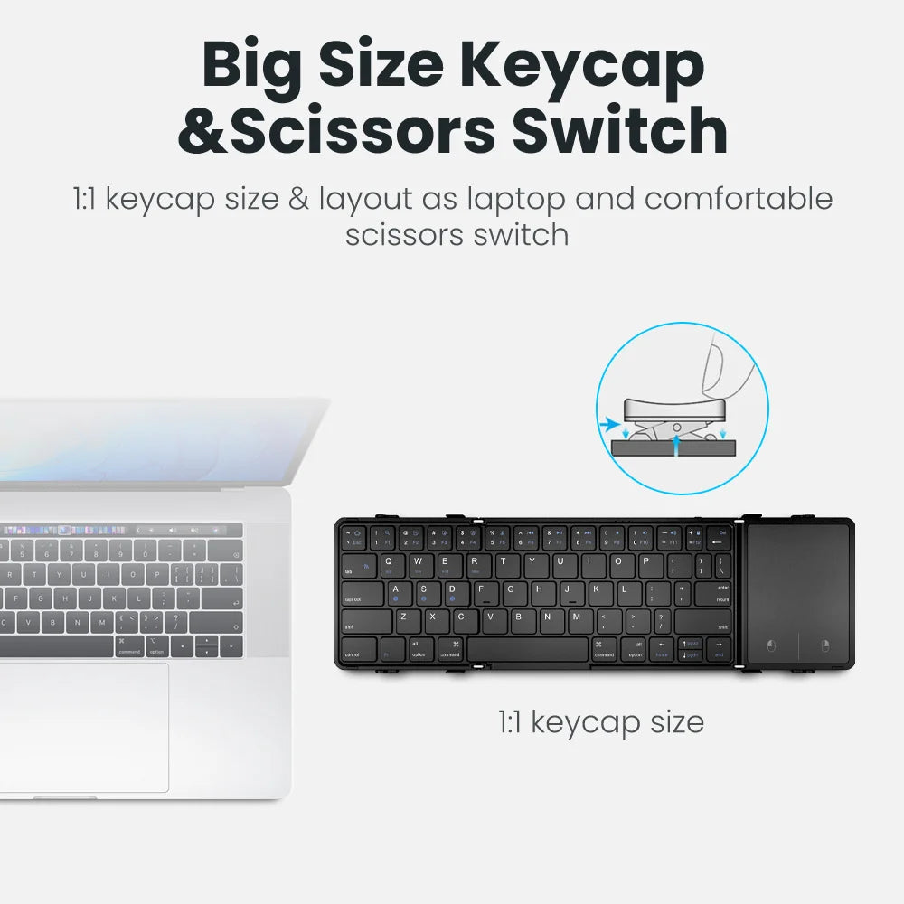 Wireless Folding Keyboard with Touchpad Rechargeable Foldable Bluetooth Keyboard for Tablet Ipad iPhone