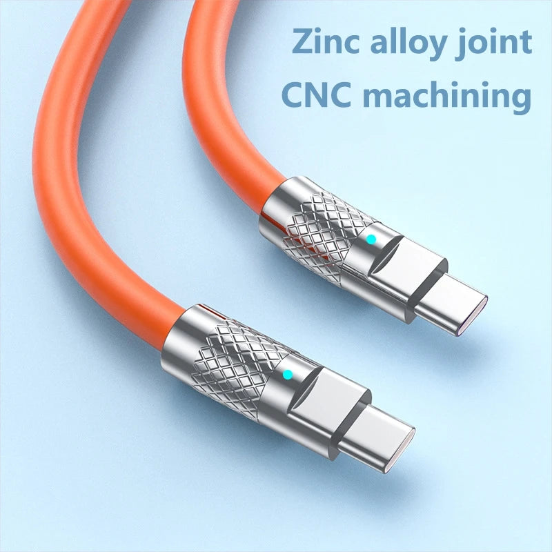 New 120w 6A Super Fast Charge PD Type C Liquid Silicone Cable Quick Charge 1M 1.5M 2M Usb Cable Usb C to C Charger Cable