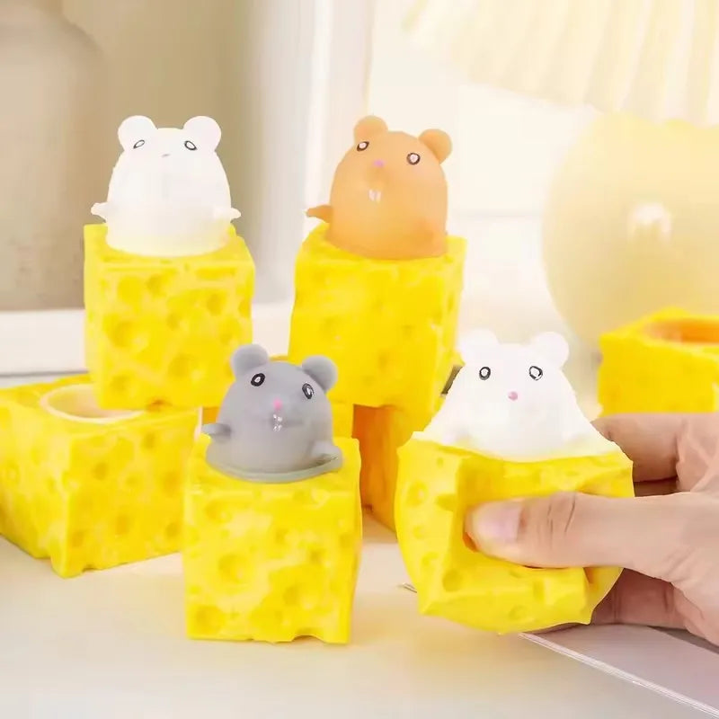 1/3 Pcs Stress-relieving Pet Cheese Mouse Squeezing Squirrel Cup Toys Decompression Fidget Antistress Sensory  Reliefing Gift