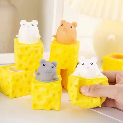 1/3 Pcs Stress-relieving Pet Cheese Mouse Squeezing Squirrel Cup Toys Decompression Fidget Antistress Sensory  Reliefing Gift