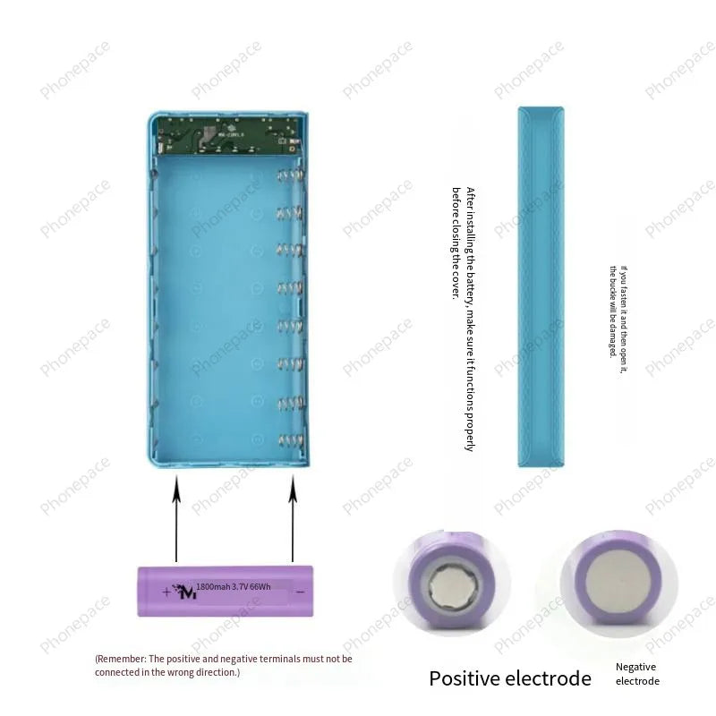 8 Slots 18650 DIY Power Bank Case Dual USB Type C PD QC3.0 Fast Charging Battery Storage Holder Box For Smartphone