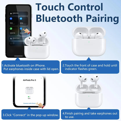 Replacement Charging Case For AirPods Pro 3 Wireless Charging USB-C Charger Box 450mAh Bluetooth Pairing Earbuds Case