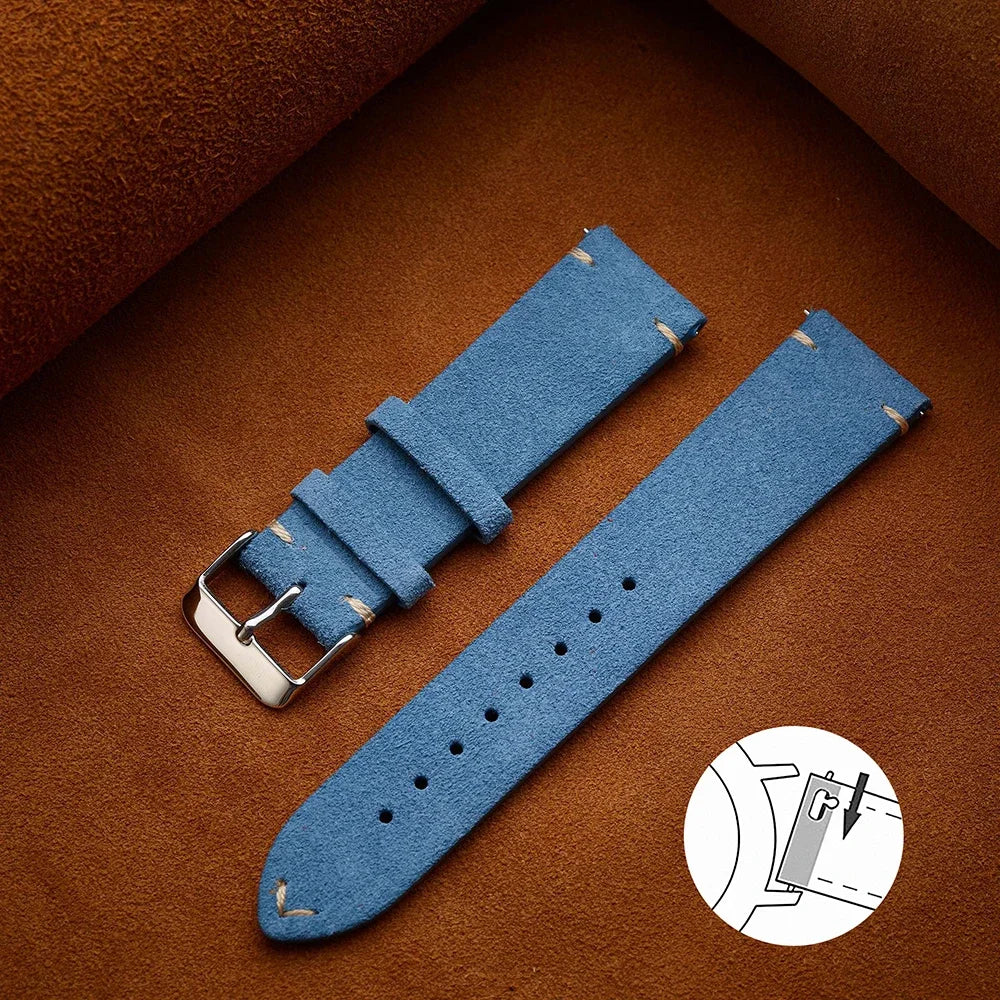 Wristband 20mm 22mm 4mm 16mm 18mm Quick Release Soft Suede Strap Brown Watch Bands Calfskin Bracelet Women&Men Accessories